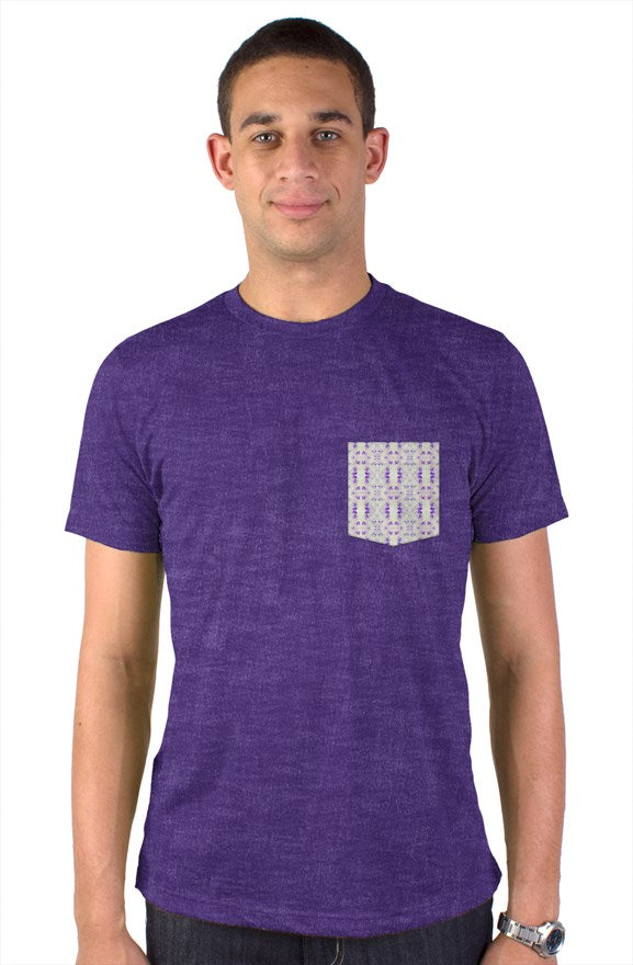 Heather Purple Tee || White-P Pocket