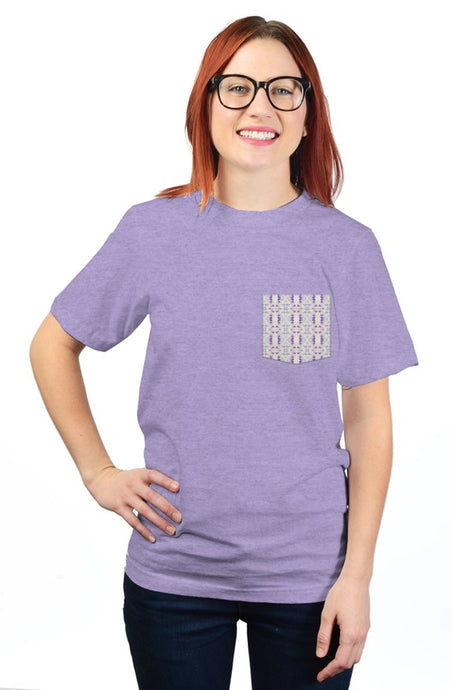 Women's Purple Heather S/S T-shirt || White-P Pocket