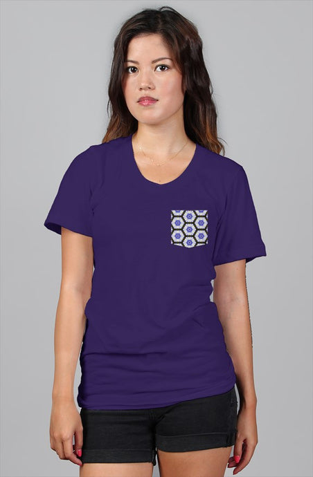 Women's Purple SS W/ Blue Flower