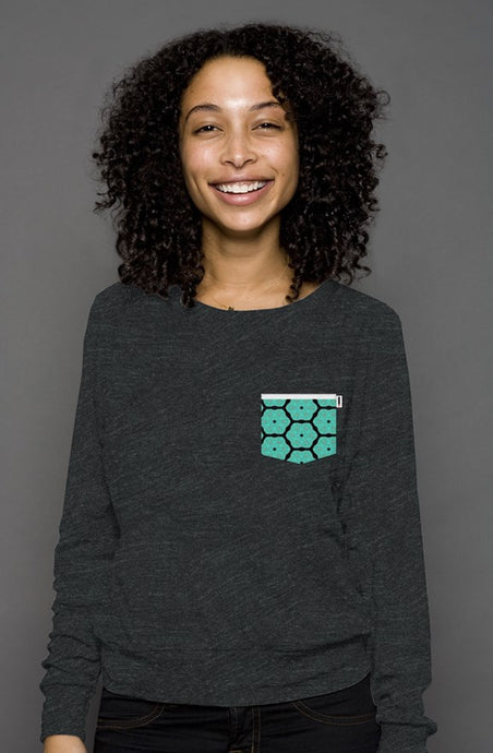 Tri-Black Colored Sweater || Turquoise Power Pocket